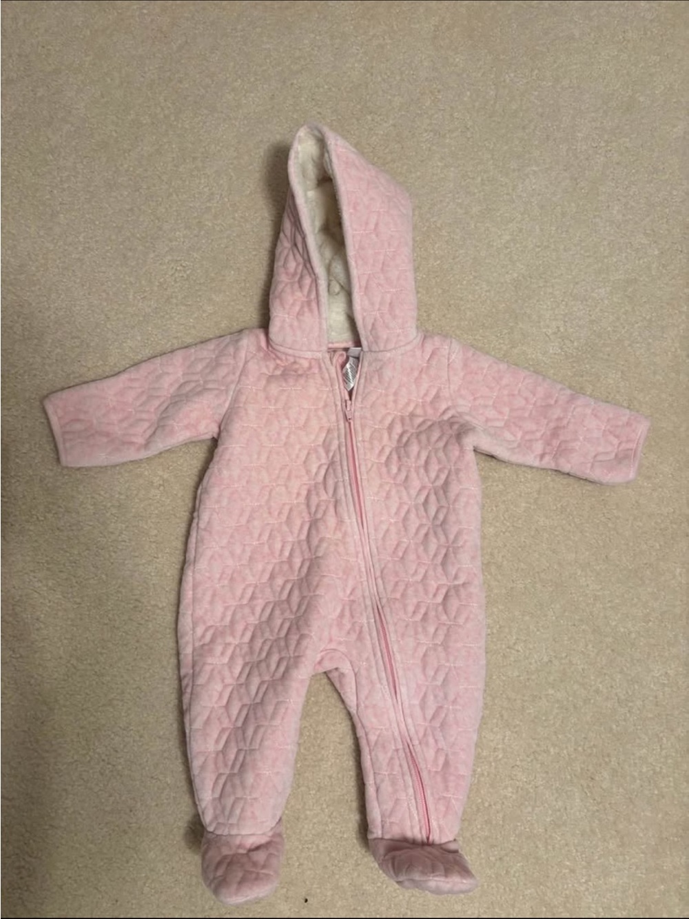 Nordstrom Pink Quilted Hooded Footed Baby One-Piece bunting